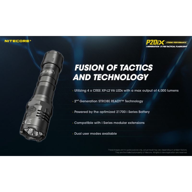 Nitecore P20iX taktisk ficklampa 4000 lumen med XP-L2 V6 LED USB-C portabel och slitstark för camping