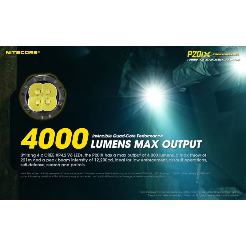 Nitecore P20iX taktisk ficklampa 4000 lumen med XP-L2 V6 LED USB-C portabel och slitstark för camping