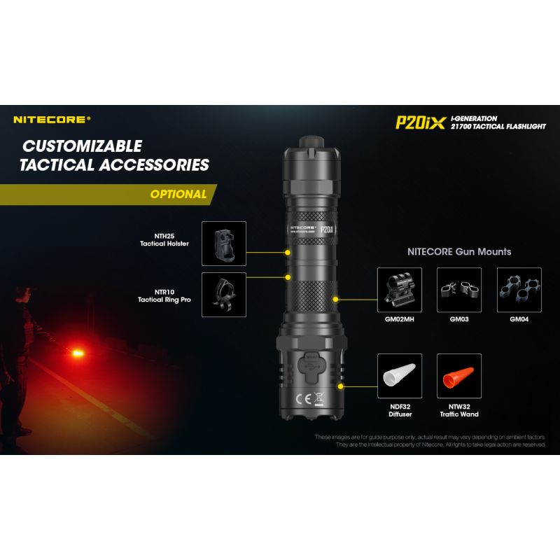 Nitecore P20iX taktisk ficklampa 4000 lumen med XP-L2 V6 LED USB-C portabel och slitstark för camping