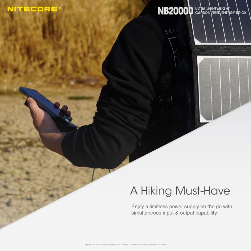 Nitecore NB20000 robust powerbank 20000mAh med QC snabbladdning USB USB-C lättviktig mobil kraftlösning