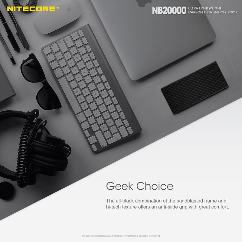 Nitecore NB20000 robust powerbank 20000mAh med QC snabbladdning USB USB-C lättviktig mobil kraftlösning