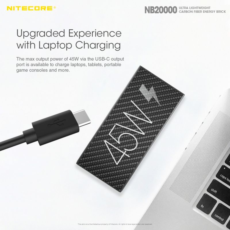Nitecore NB20000 robust powerbank 20000mAh med QC snabbladdning USB USB-C lättviktig mobil kraftlösning