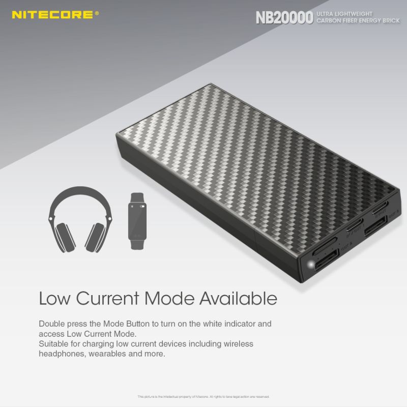 Nitecore NB20000 robust powerbank 20000mAh med QC snabbladdning USB USB-C lättviktig mobil kraftlösning