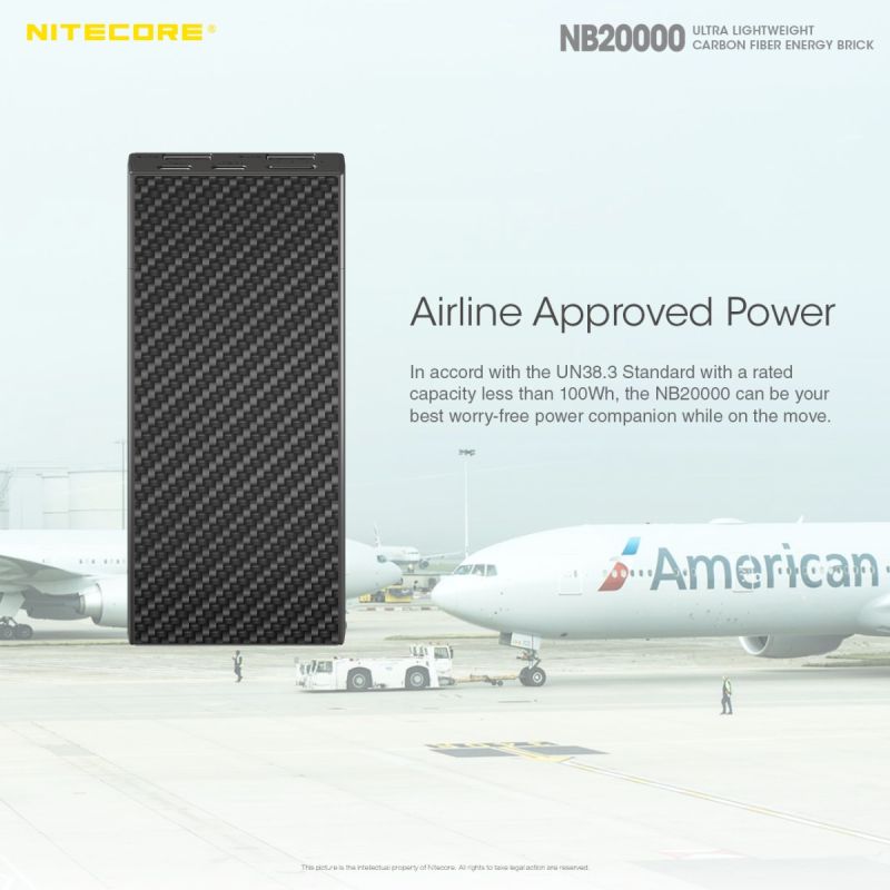 Nitecore NB20000 robust powerbank 20000mAh med QC snabbladdning USB USB-C lättviktig mobil kraftlösning