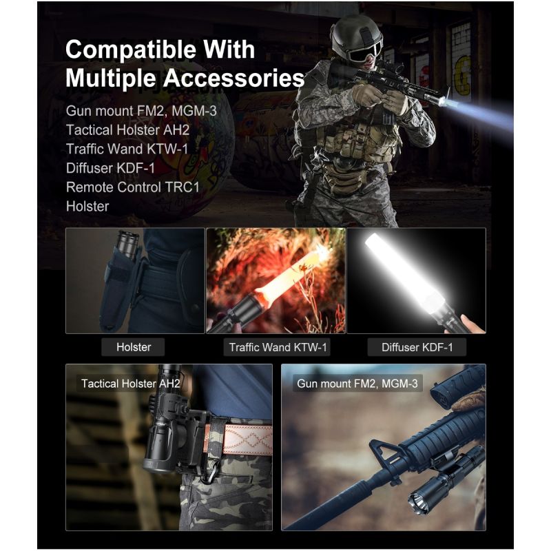 Klarus XT11GT PRO V2.0 med Luminus SST-70 hög lumen ficklampa 3300 lumen USB-C uppladdningsbar nödficklampa