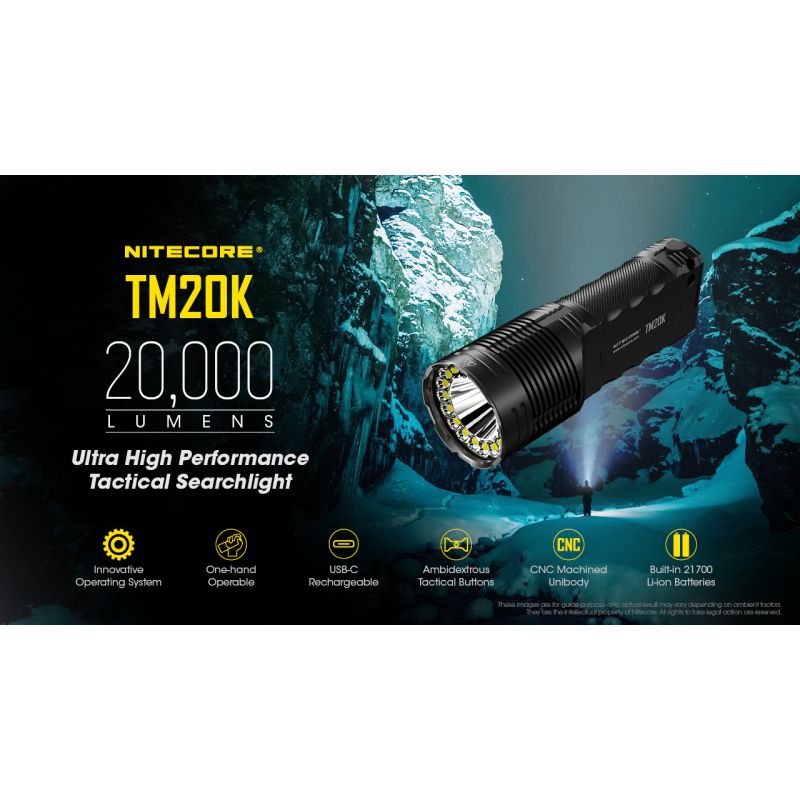Nitecore TM20K högpresterande LED-ficklampa 20000 lumen USB-C uppladdningsbar perfekt för äventyrsutrustning