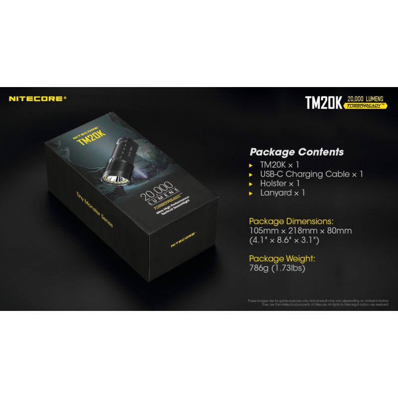 Nitecore TM20K högpresterande LED-ficklampa 20000 lumen USB-C uppladdningsbar perfekt för äventyrsutrustning