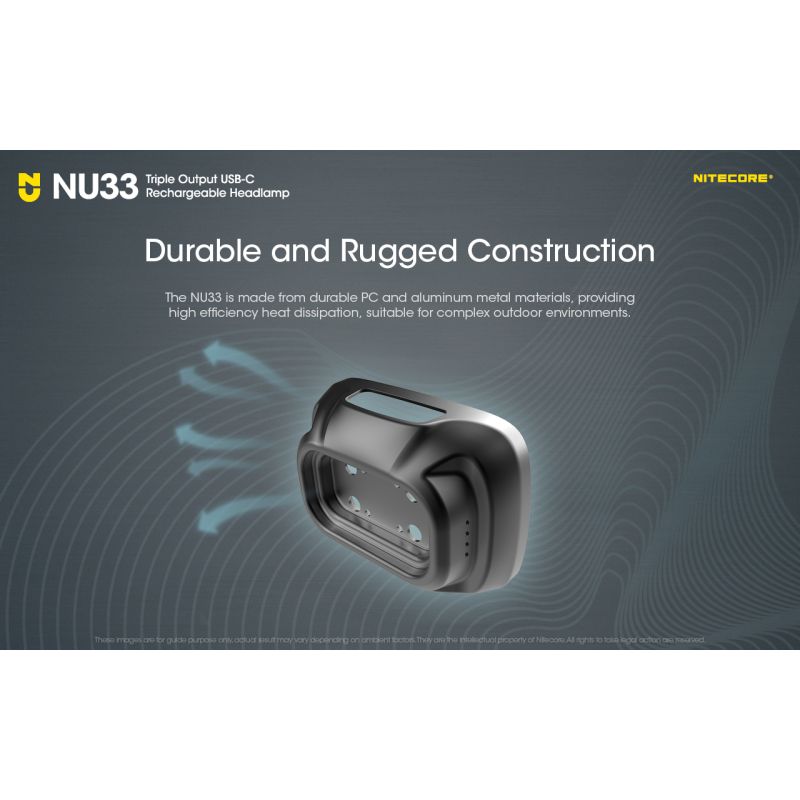 Nitecore NU33 USB-C uppladdningsbar pannlampa 700 lumen hög CRI LED hållbar vattentät perfekt för utomhus