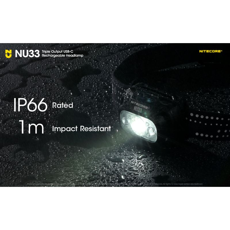 Nitecore NU33 USB-C uppladdningsbar pannlampa 700 lumen hög CRI LED hållbar vattentät perfekt för utomhus