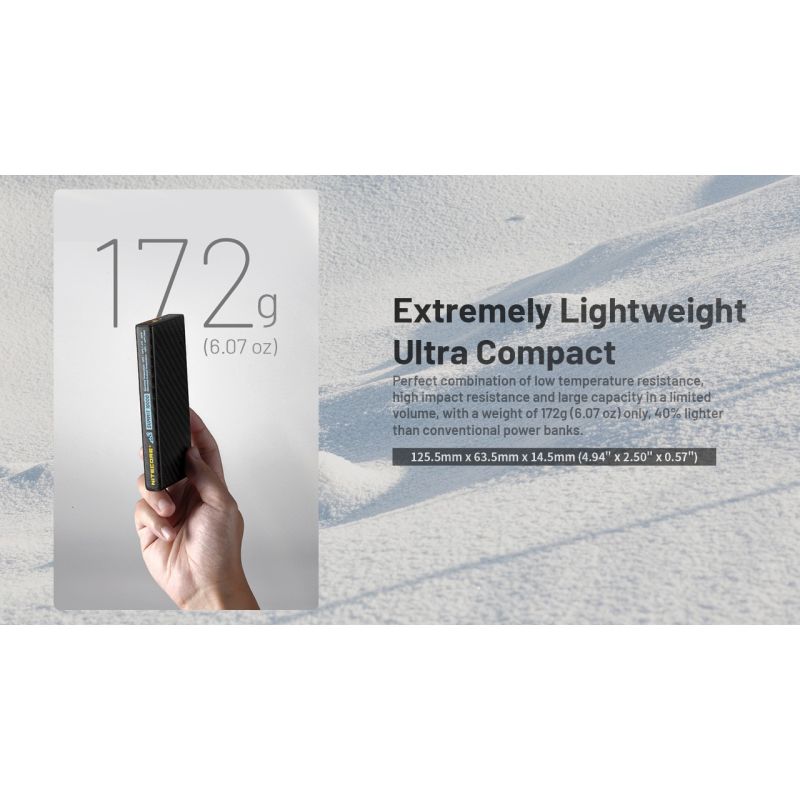 Nitecore Summit 10000 Powerbank | Extrem Kyla -40°C Uppvärmningsfunktion Kolfiber IPX5 Tålig Bärbar Laddare