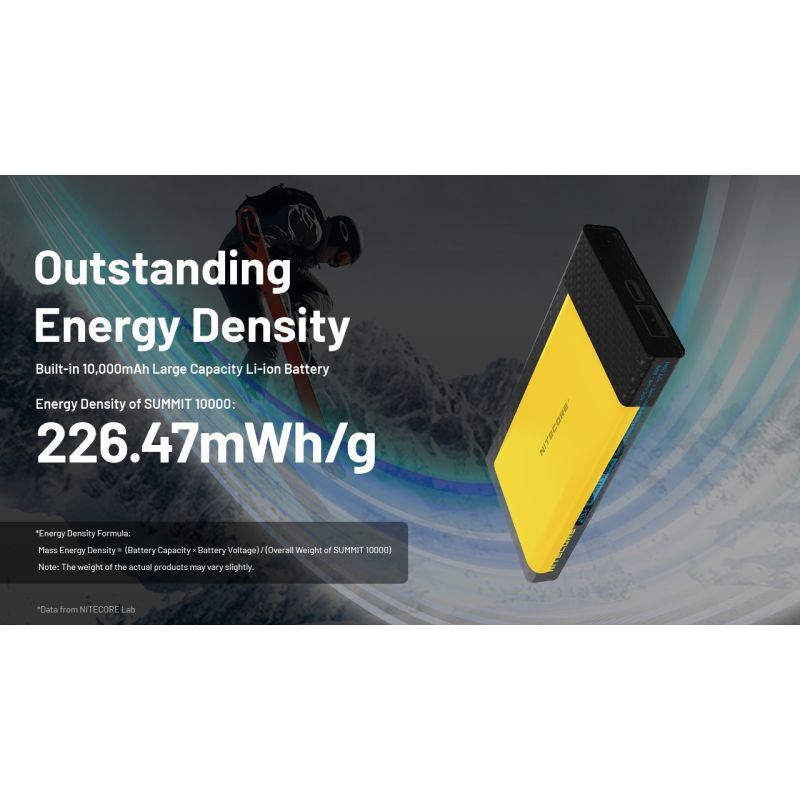 Nitecore Summit 10000 Powerbank | Extrem Kyla -40°C Uppvärmningsfunktion Kolfiber IPX5 Tålig Bärbar Laddare