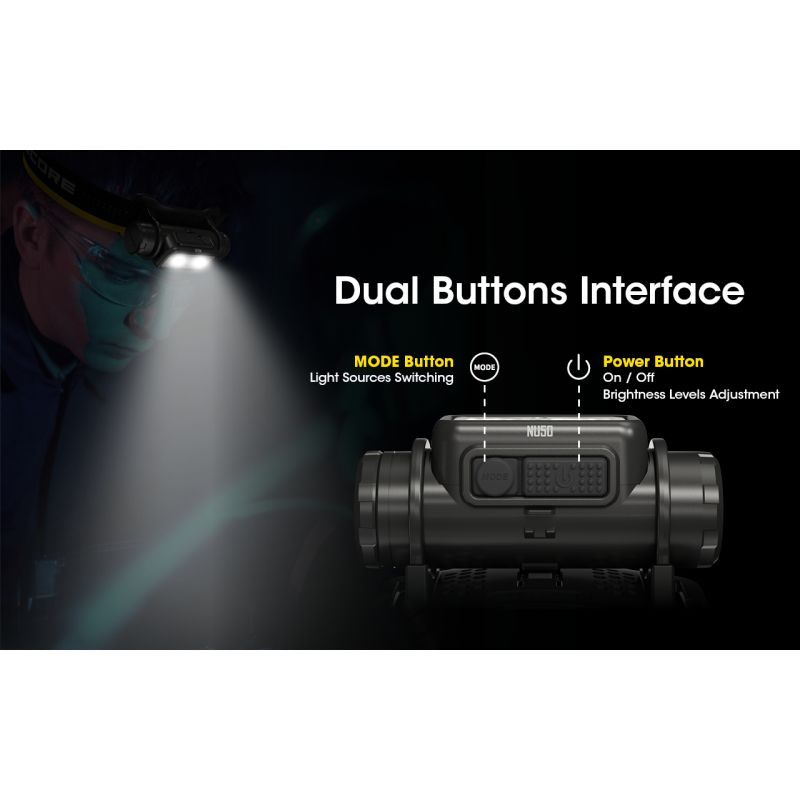 Upptäck Nitecore NU50 1400 lumen LED-strålkastare med inbyggt batteri idealisk för utomhusbelysning och äventyr