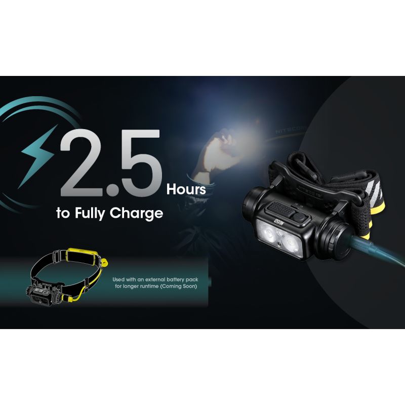 Upptäck Nitecore NU50 1400 lumen LED-strålkastare med inbyggt batteri idealisk för utomhusbelysning och äventyr