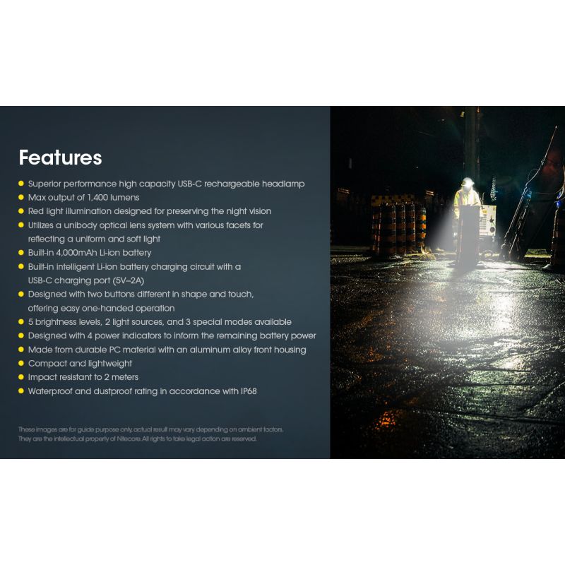 Upptäck Nitecore NU50 1400 lumen LED-strålkastare med inbyggt batteri idealisk för utomhusbelysning och äventyr