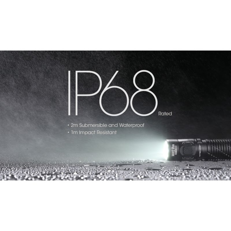 Nitecore MH12 Pro LED-ficklampa 3300 Lumen USB-C uppladdningsbar för utomhusäventyr och nattvandringar