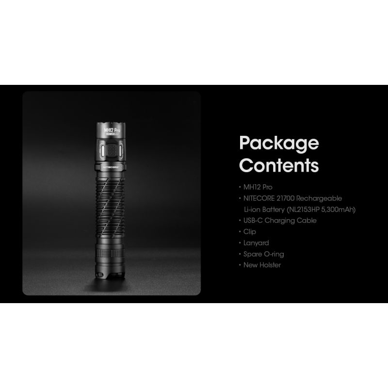 Nitecore MH12 Pro LED-ficklampa 3300 Lumen USB-C uppladdningsbar för utomhusäventyr och nattvandringar