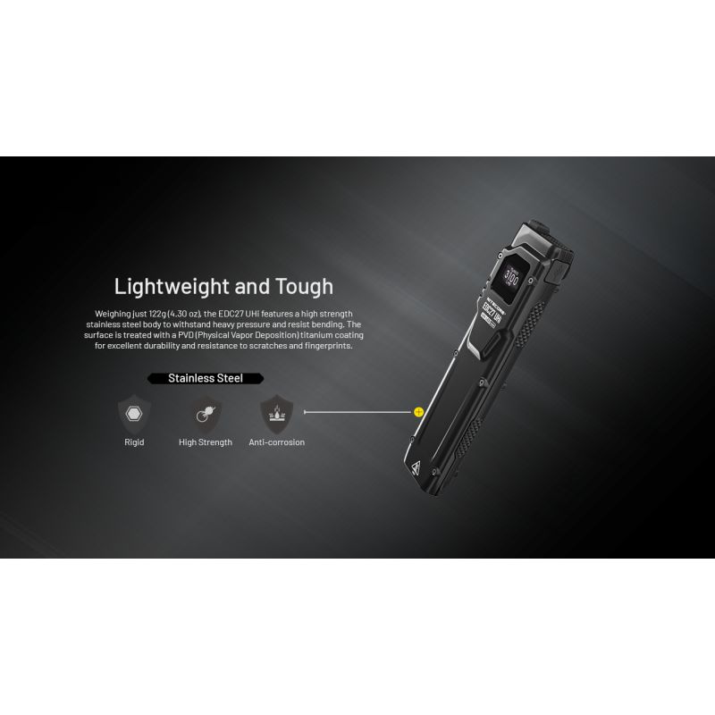 NITECORE EDC27 UHi 3100 lumen ficklampa USB-C uppladdningsbar kompakt friluftsutrustning för camping och säkerhet