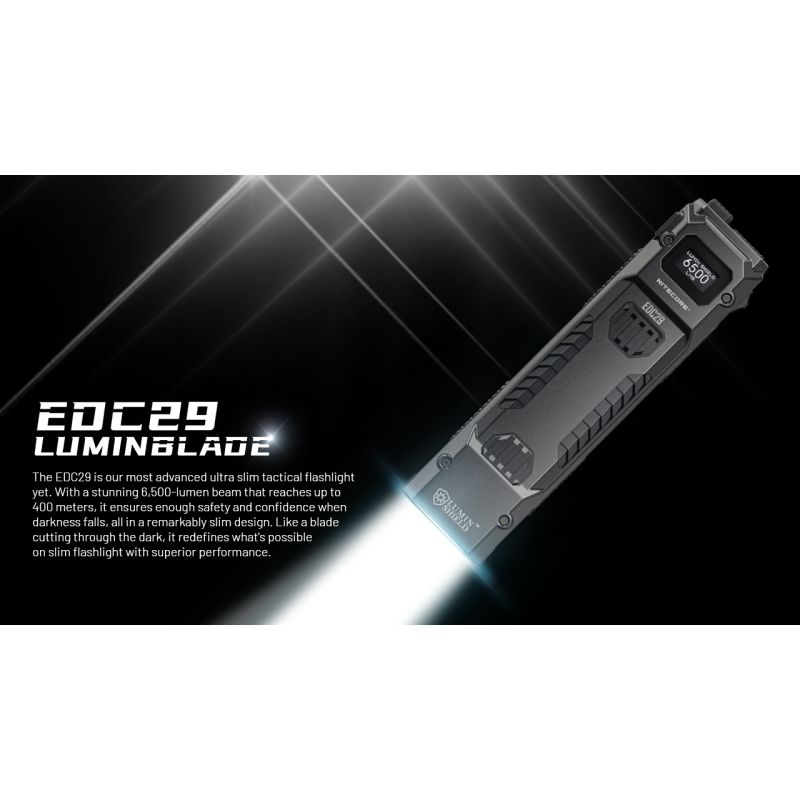 NITECORE EDC29 USB-C uppladdningsbar ficklampa 6500 lumen med långdistans synbarhet och justerbara ljusnivåer