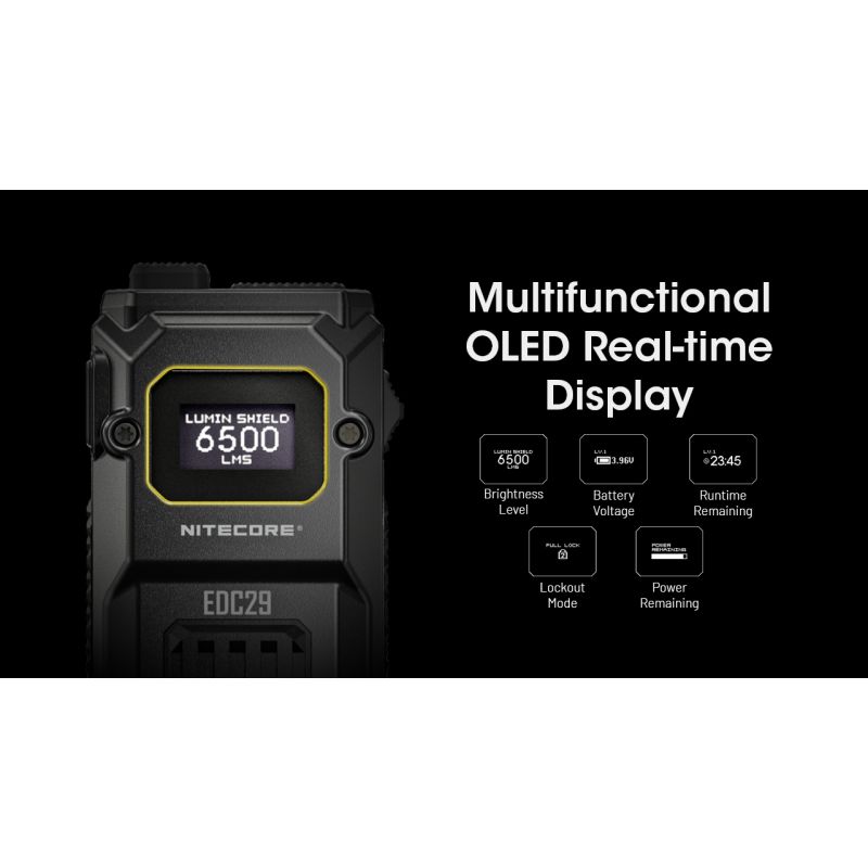 NITECORE EDC29 USB-C uppladdningsbar ficklampa 6500 lumen med långdistans synbarhet och justerbara ljusnivåer