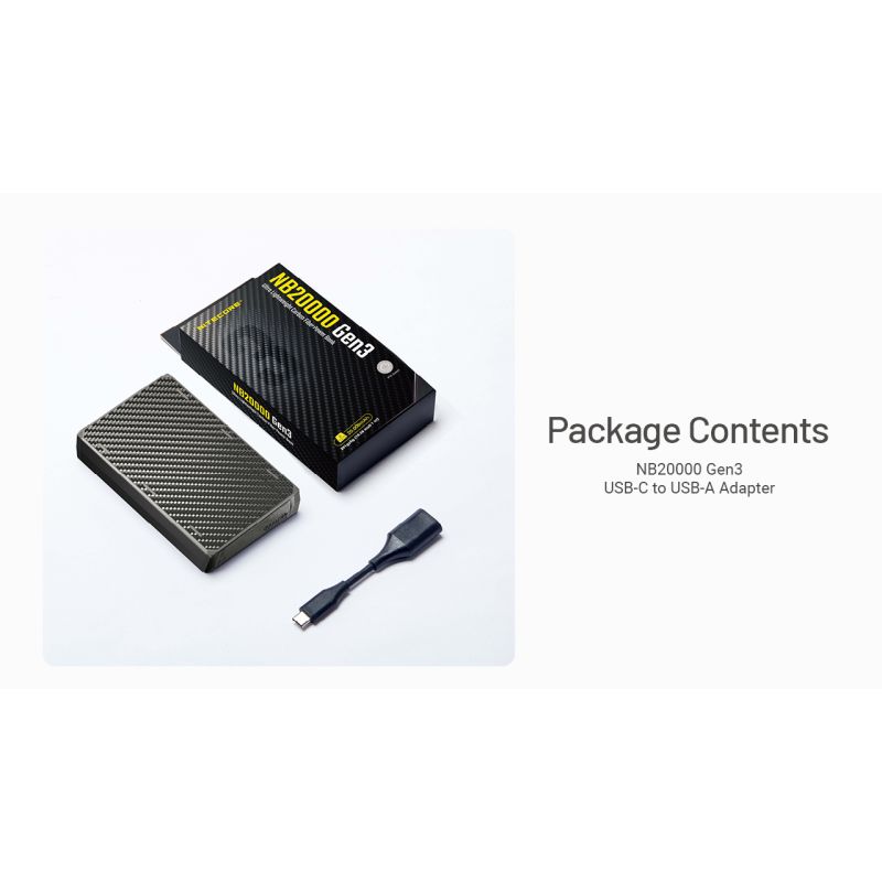 Nitecore NB20000 Gen3 Powerbank Dubbel USB-C-portar 20000mAh Snabbladdning Lättvikt Resekamrat