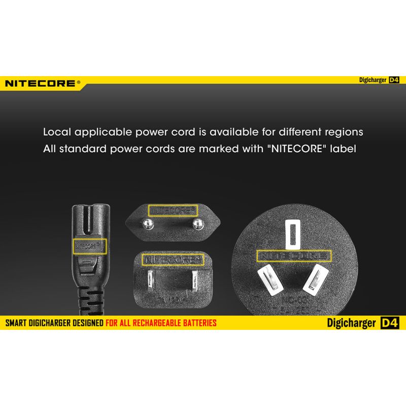 Nitecore D4 Digicharger LCD-skärm avancerad batteriladdare för Li-ion 18650 och NiMH med säkerhetsfunktioner