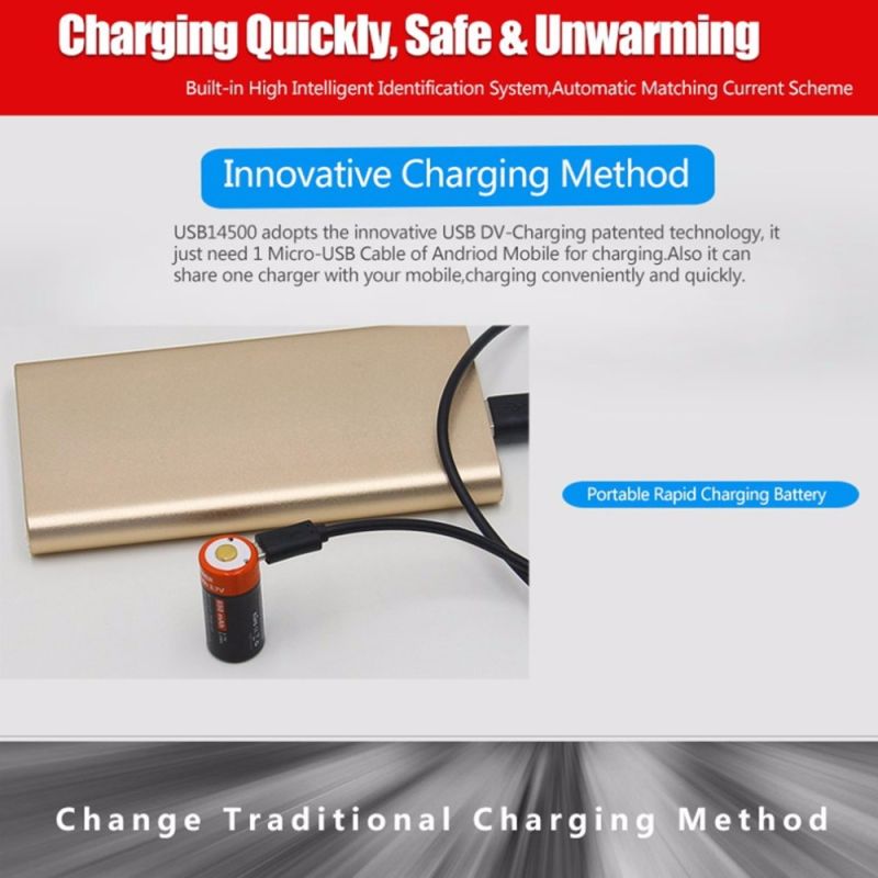 Innovativt 16340 650mAh 3.7V Li-ion batteri för säkerhetsutrustning miljövänligt och hög energitäthet