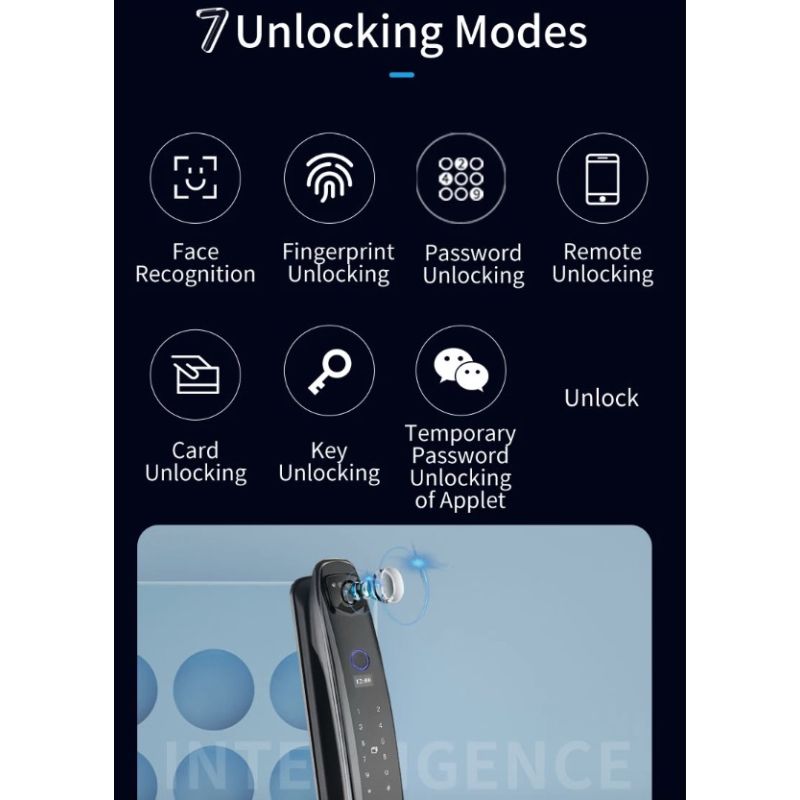 3D Face Smart Dörrlås med Säkerhetskamera Monitor Fingeravtrycksskanning Smart Home Security Avancerad Teknologi