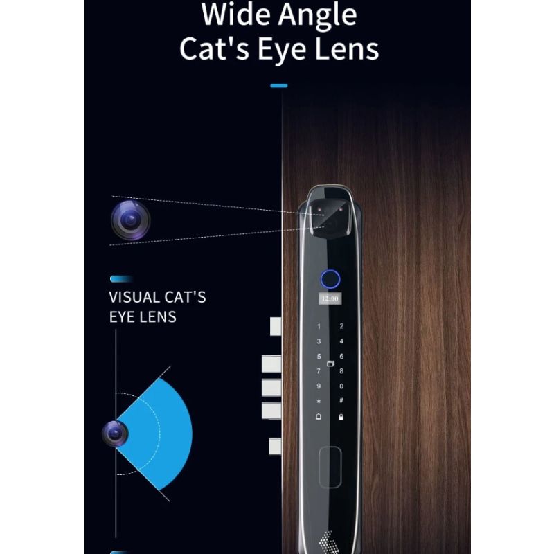 3D Face Smart Dörrlås med Säkerhetskamera Monitor Fingeravtrycksskanning Smart Home Security Avancerad Teknologi