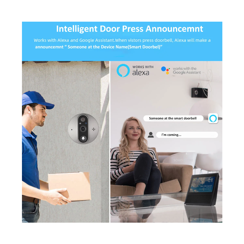 Tuya Smart 1080P WiFi titthålsvideokamera med PIR rörelsedetektor och nattvision för hemsäkerhet