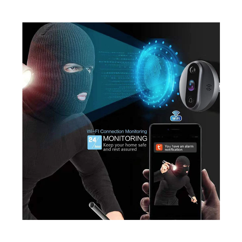 Tuya Smart 1080P WiFi titthålsvideokamera med PIR rörelsedetektor och nattvision för hemsäkerhet