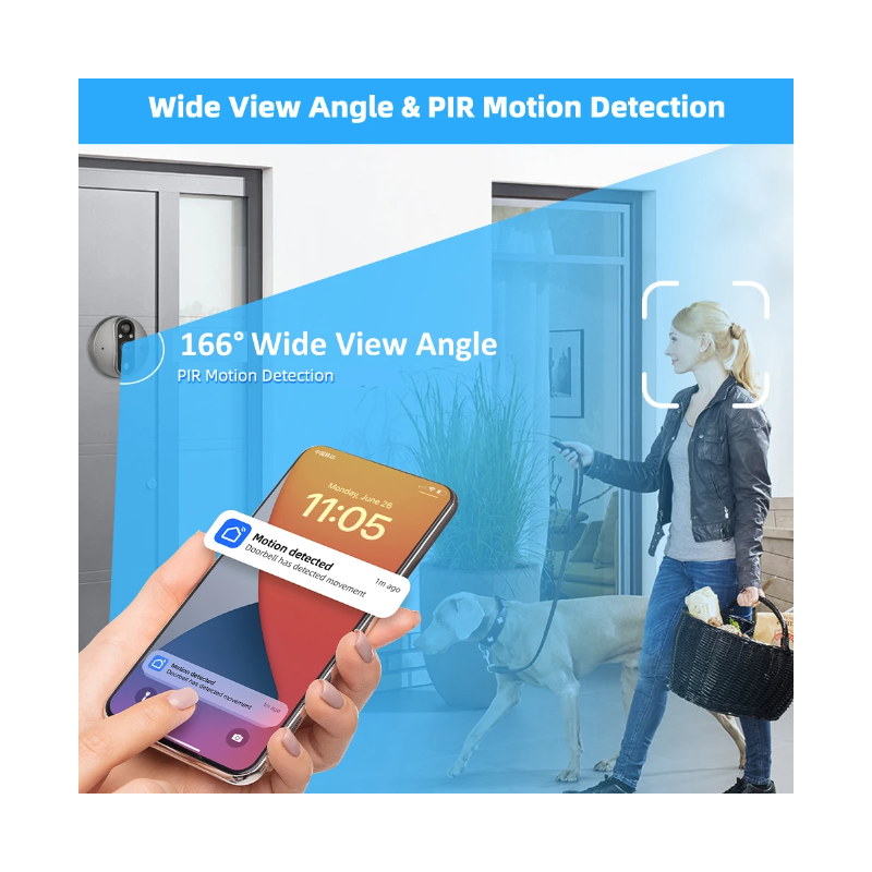 Tuya Smart 1080P WiFi titthålsvideokamera med PIR rörelsedetektor och nattvision för hemsäkerhet
