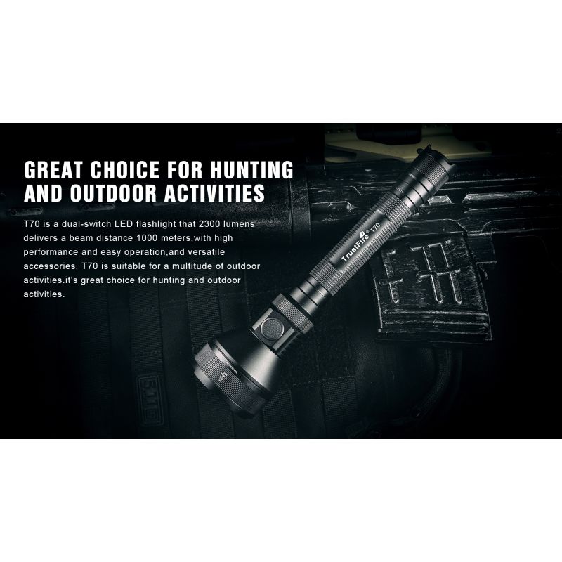 Trustfire T70 Kit uppladdningsbar LED-ficklampa 2300 lumen lång räckvidd perfekt för utomhusäventyr jakt