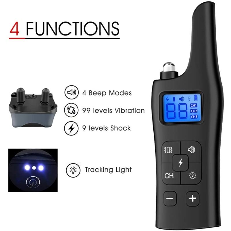 Upptäck effektiv 800m elektrisk hund träningskrage fjärrkontroll 3 träningsläge små medelstora stora hundar
