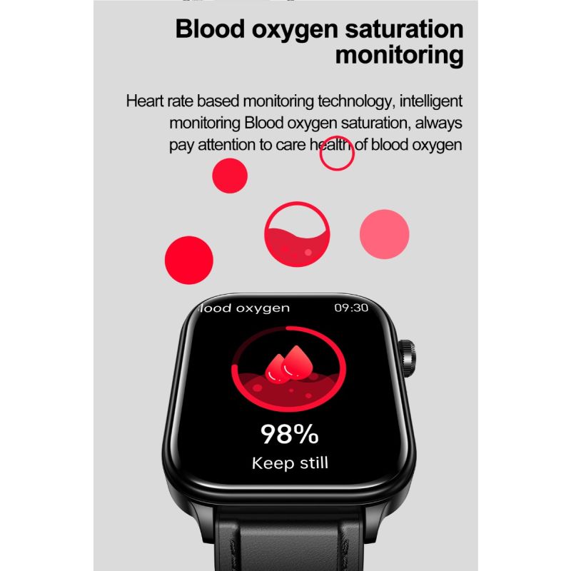 ET570 Blodsocker Smartwatch EKG Puls Blodtryck Hälsa Icke-invasiv Blodsocker Mätning, 1.96
