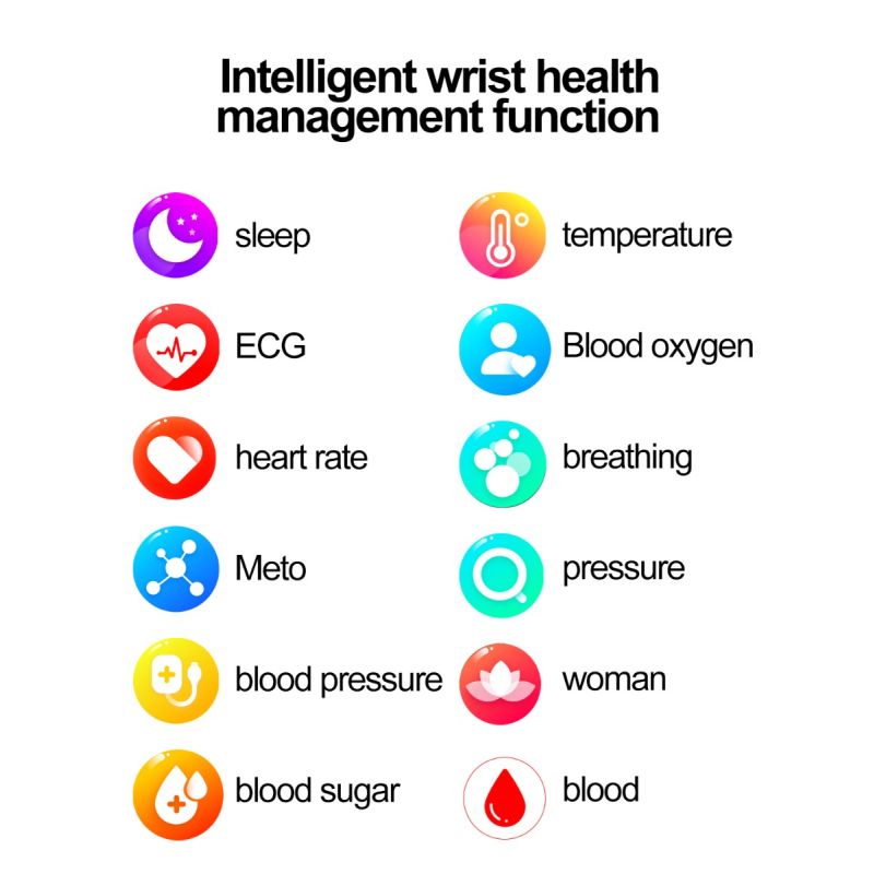 ET570 Blodsocker Smartwatch EKG Puls Blodtryck Hälsa Icke-invasiv Blodsocker Mätning, 1.96