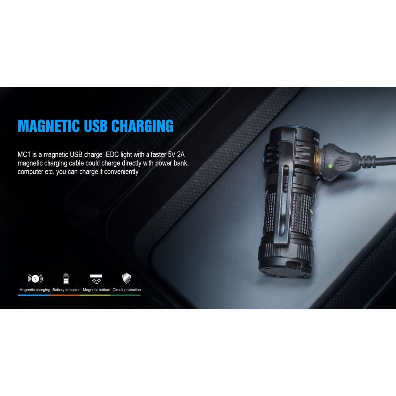 TrustFire MC1 Baton kompakt 1000 lumen LED ficklampa med XP-L HI magnetisk laddning för vardaglig bärbarhet