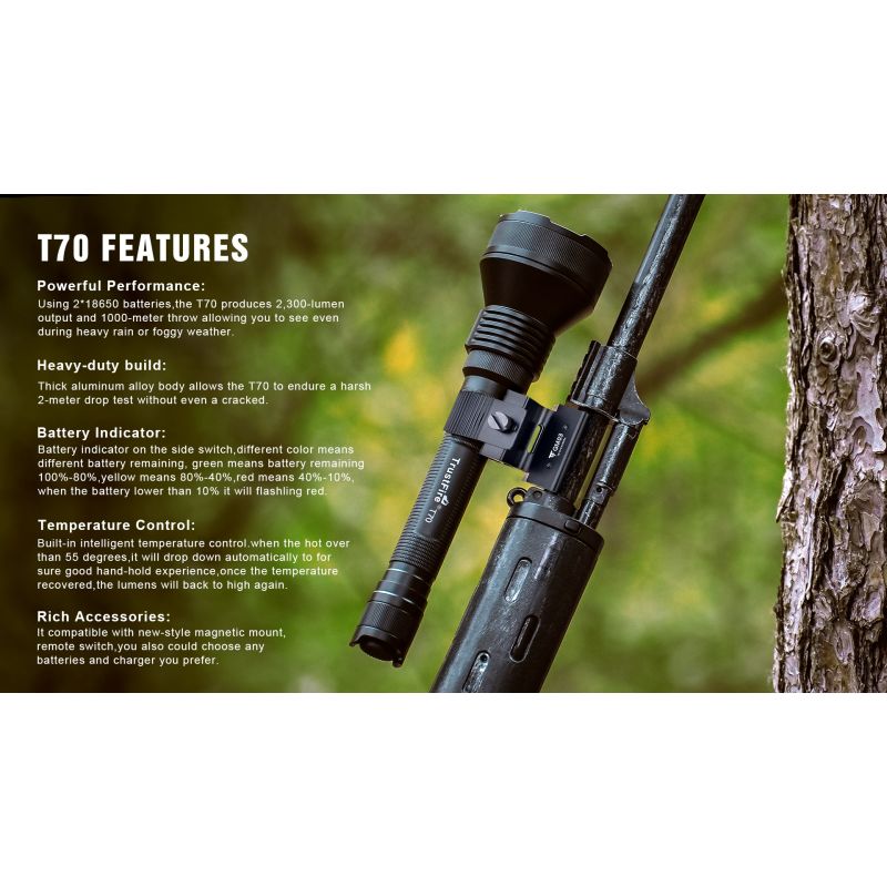 Trustfire T70 Kit uppladdningsbar LED-ficklampa 2300 lumen lång räckvidd perfekt för utomhusäventyr jakt