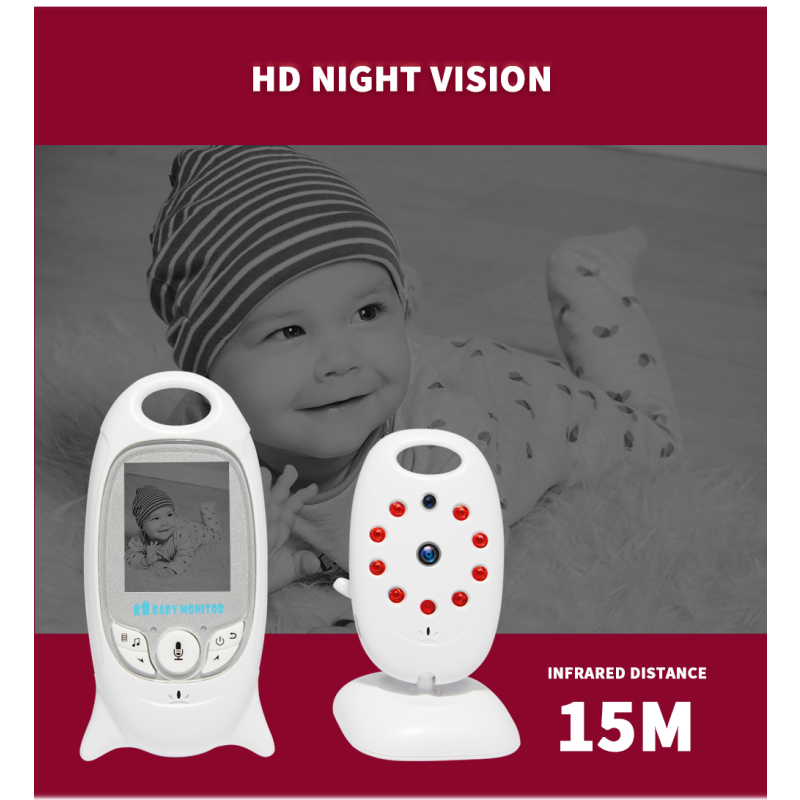 VB601 2.4G trådlös videobabyvakt med tvåvägskommunikation IR LED nattsyn bärbar babysäkerhetsenhet