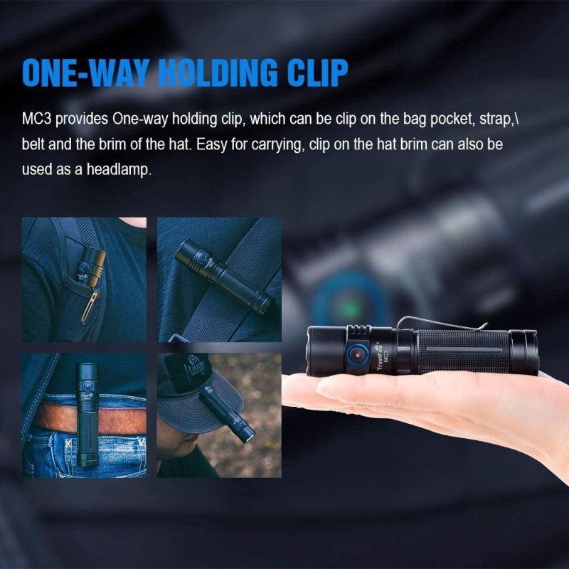 TrustFire MC3 LED-ficklampa 2500 lumen kompakt och hållbar med USB magnetisk laddning för utomhusnödsituationer