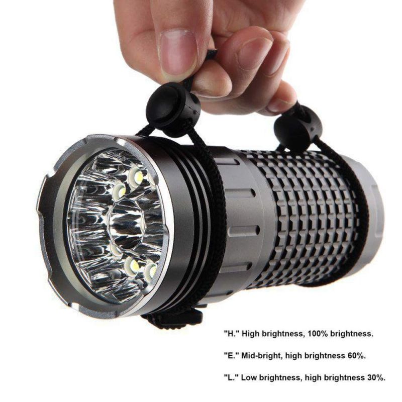 Upptäck SKY RAY LED-ficklampa 15000 lumen uppladdningsbar USB Typ-C robust utomhusficklampa campingutrustning