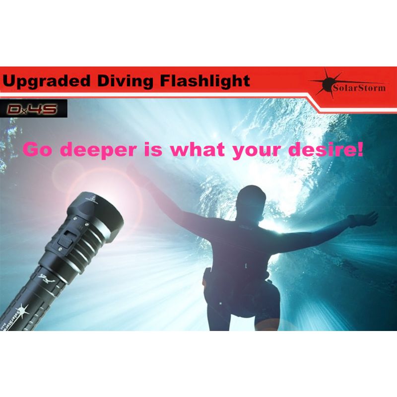 Solarstorm DX4S 4XU2 3200-lumen LED dykning ficklampa för dykentusiaster IPX8 vattentät äventyr ficklampa