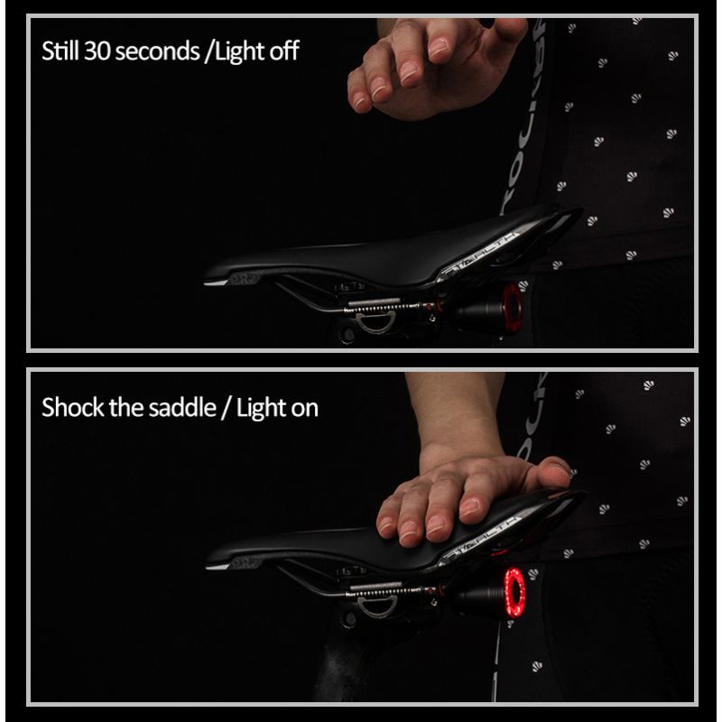 ROCKBROS Q5 cykelbakljus cykel smart ljus med automatisk bromsavkänning IPX6 vattentät för cykelsäkerhet