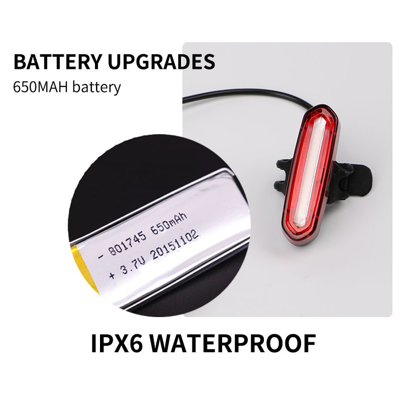 USB-uppladdningsbar cykel bakljus med LED för cykelentusiaster högintensitets COB-lampa och långvarigt batteri