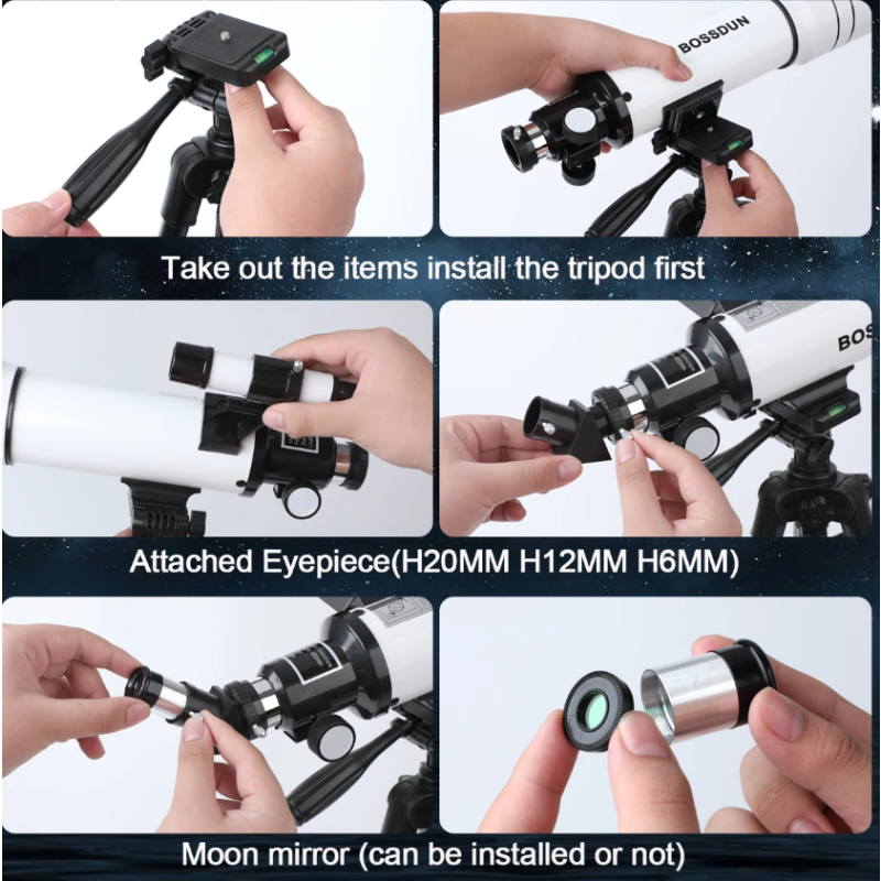 Upptäck universums under med Bossdun teleskop 333X förstoring för månskådning och barnens astronomiska äventyr