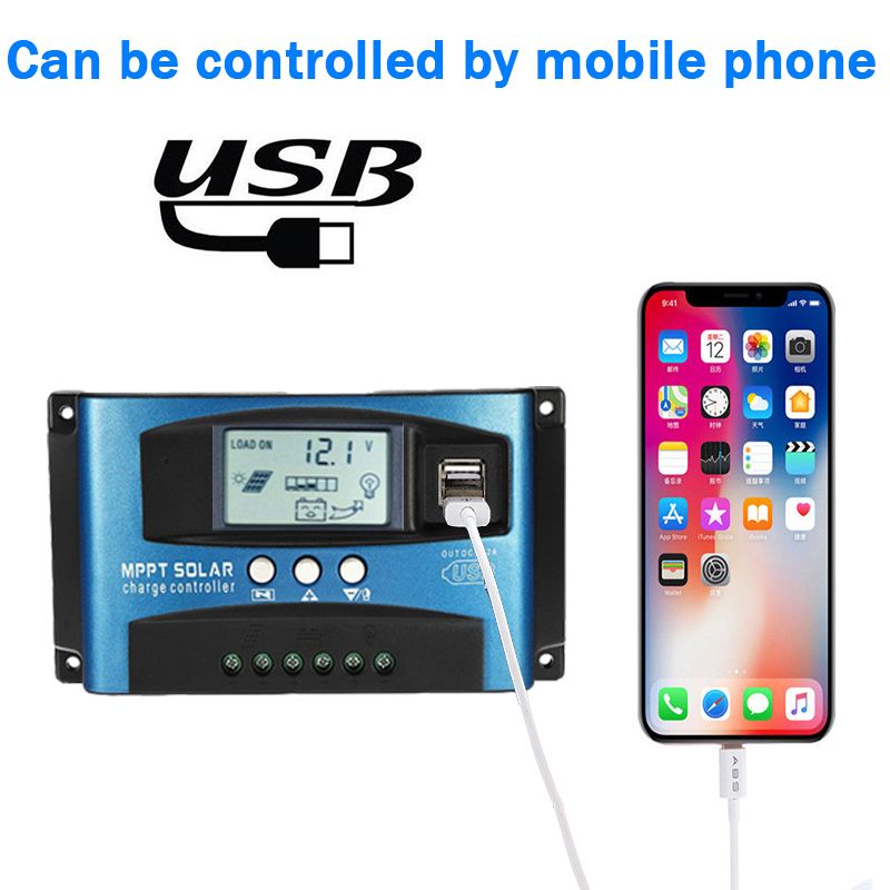 Effektiv MPPT solcellsladdningsregulator 30A-100A med LCD-skärm och solenergioptimering för hållbar laddning