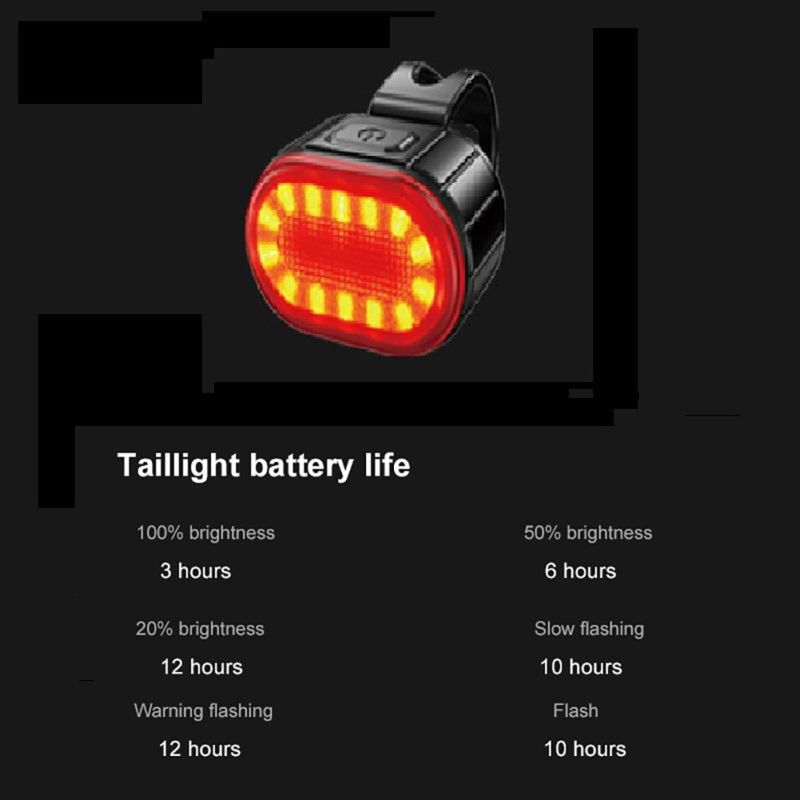 USB-uppladdningsbara vattentäta cykelljus för säker cykling med vit framljus röd baklykta flera belysningslägen