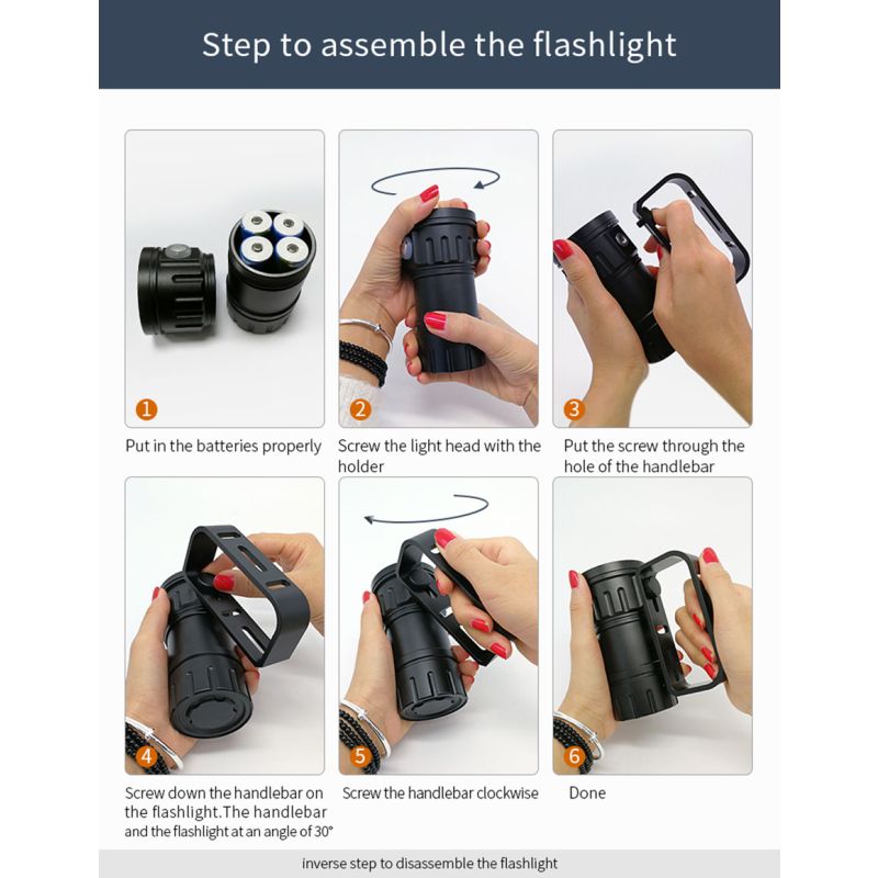 Upptäck havet med UV dykficklampa QH14 QH27 20000 lumen LED nattdykning hållbar konstruktion för äventyr