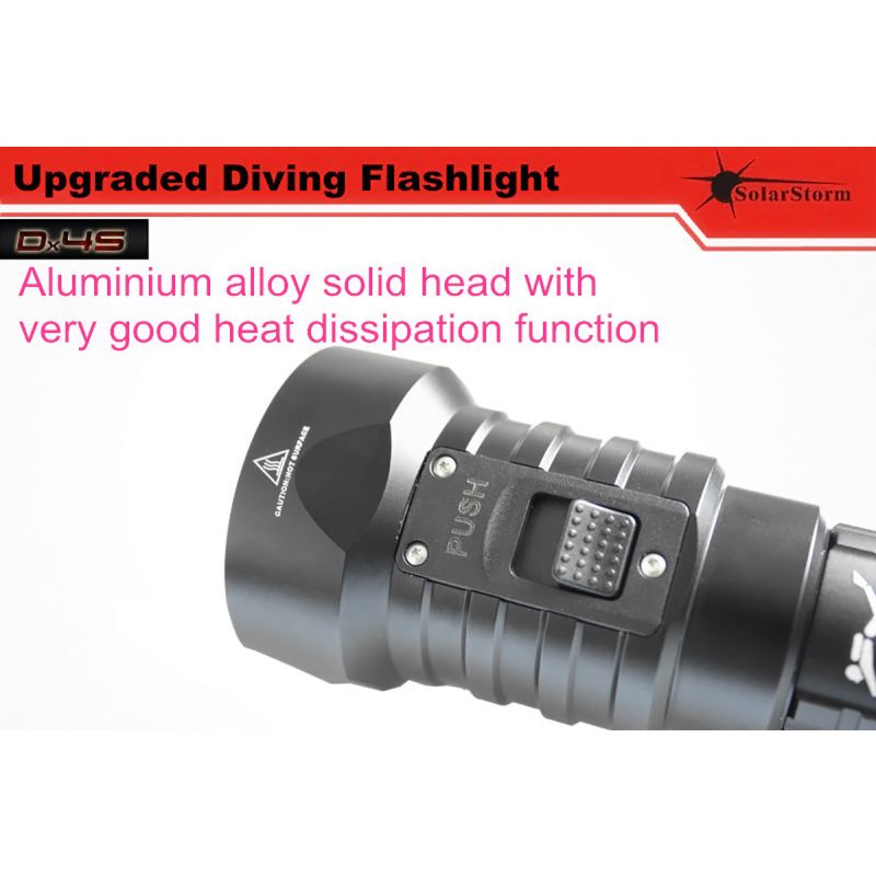 Solarstorm DX4S 4XU2 3200-lumen LED dykning ficklampa för dykentusiaster IPX8 vattentät äventyr ficklampa
