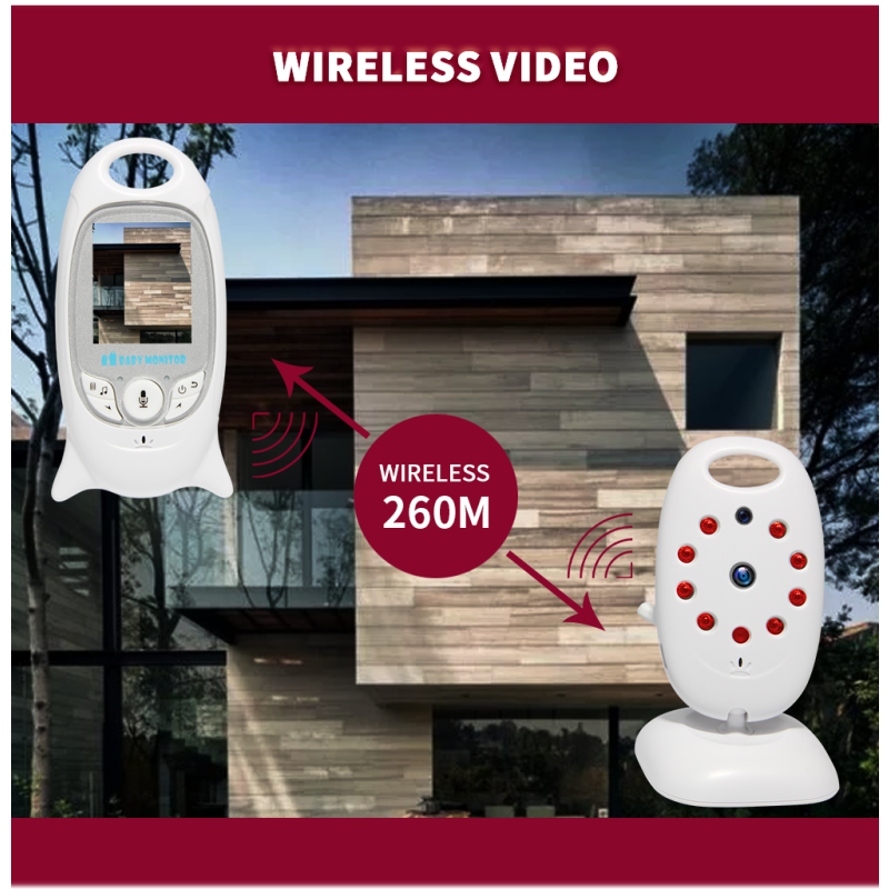 VB601 2.4G trådlös videobabyvakt med tvåvägskommunikation IR LED nattsyn bärbar babysäkerhetsenhet