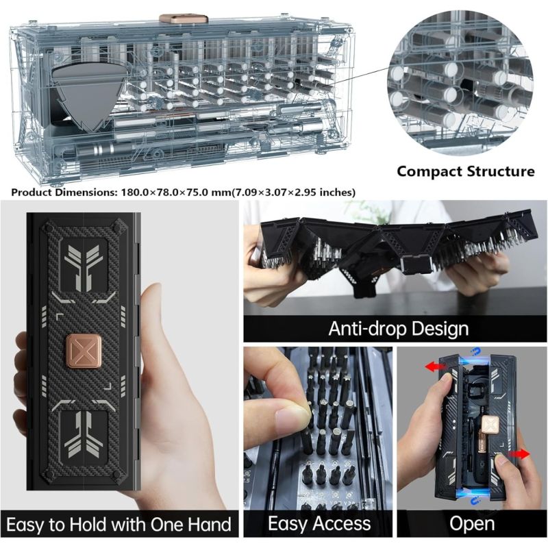 JAKEMY Precisionsskruvmejselsats JM-8192 – Multiverktyg för Elektronik & Mobilreparation. Professionell Reparationssats med Magnetiska Bits för Hemelekronik & Hobby.